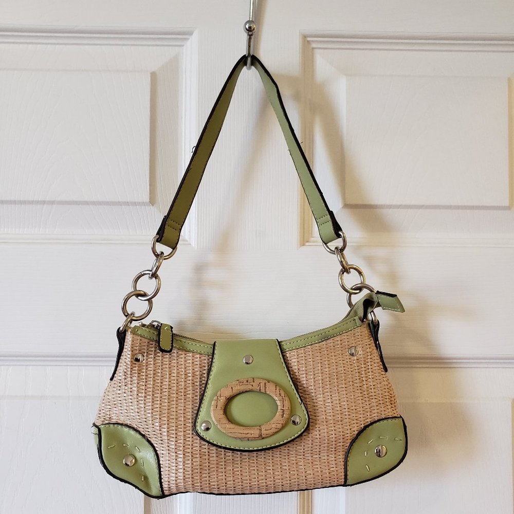 RETRO Vintage Small Unbranded Vintage Lime Green Straw Handbag Bagette